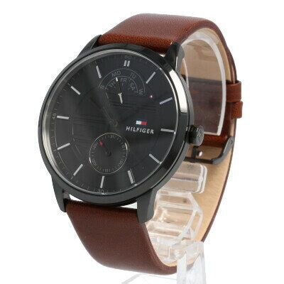 Buy Tommy Hilfiger Mens Quartz Leather Strap Black Dial 44mm Watch - 1791604 in Pakistan