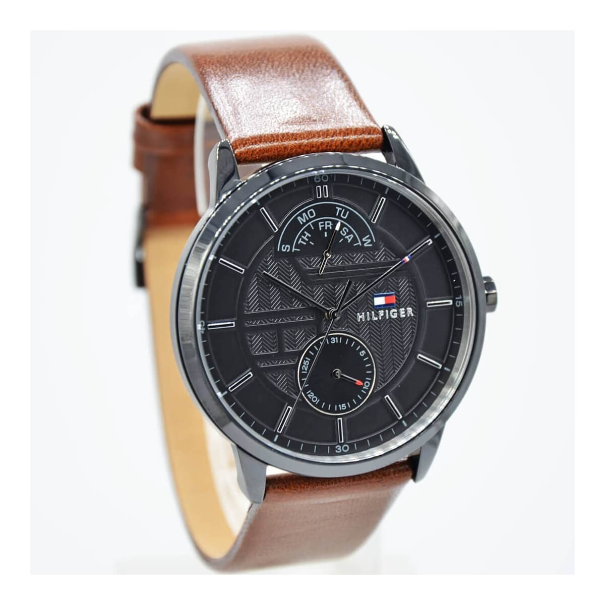 Buy Tommy Hilfiger Mens Quartz Leather Strap Black Dial 44mm Watch - 1791604 in Pakistan