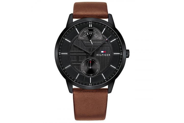 Buy Tommy Hilfiger Mens Quartz Leather Strap Black Dial 44mm Watch - 1791604 in Pakistan