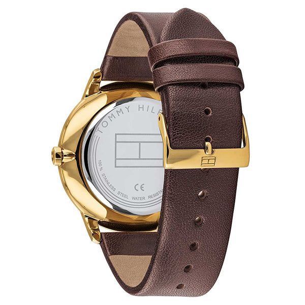Buy Tommy Hilfiger Mens Quartz Brown Leather Strap Green Dial 41mm Watch - 1791607 in Pakistan