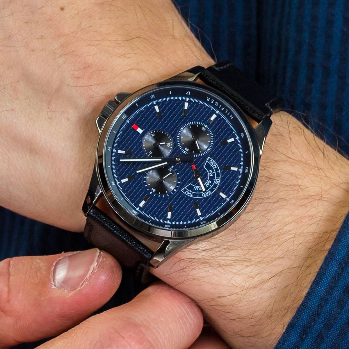 Buy Tommy Hilfiger Quartz Leather Strap Blue Dial 44mm Watch for Men - 1791616 in Pakistan