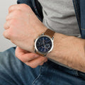 Buy Tommy Hilfiger Mens Quartz Brown Leather Strap Blue Dial 44mm Watch - 1791741 in Pakistan