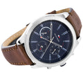 Buy Tommy Hilfiger Mens Quartz Brown Leather Strap Blue Dial 44mm Watch - 1791741 in Pakistan