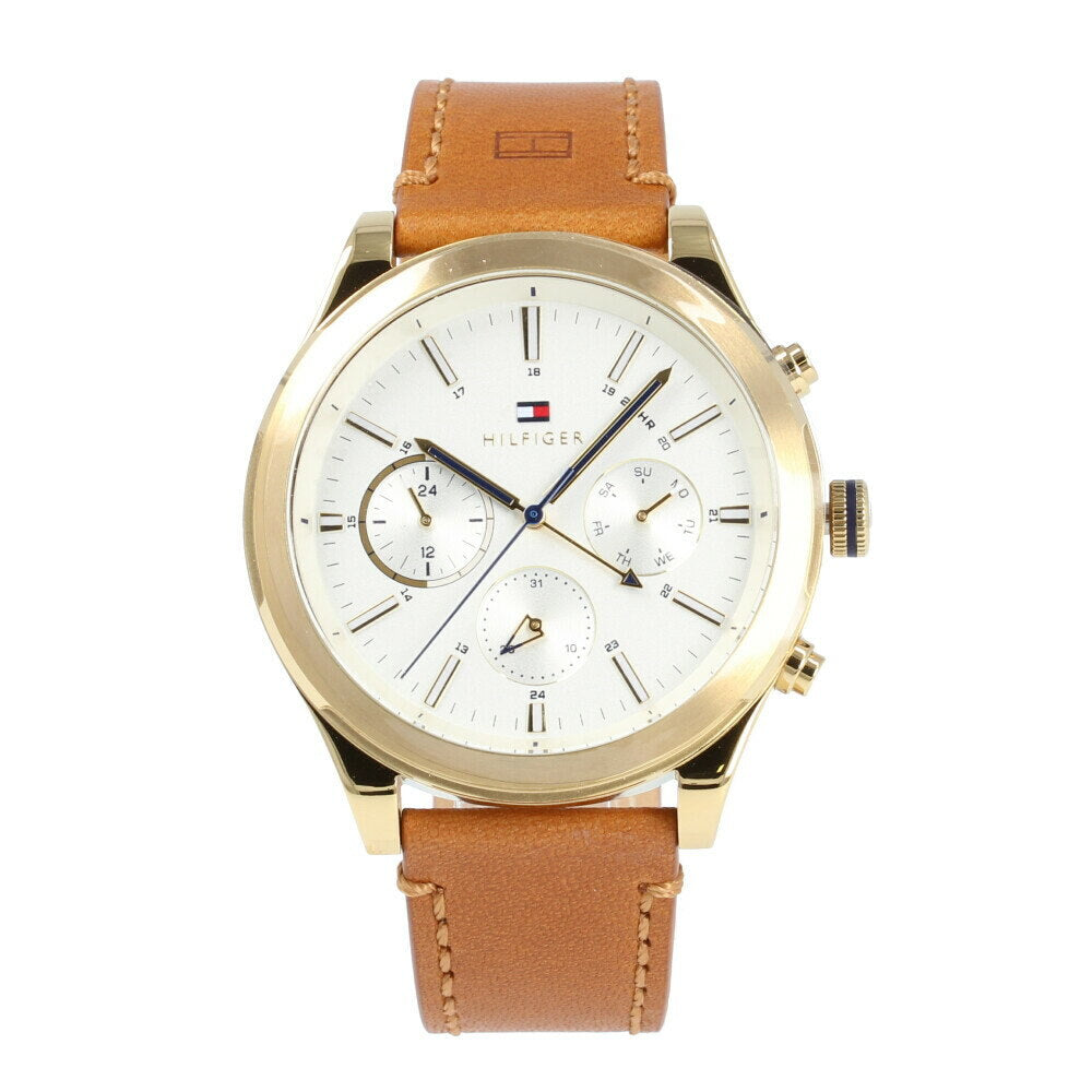 Buy Tommy Hilfiger Mens Quartz Brown Leather Strap Silver Dial 44mm Watch - 1791742 in Pakistan