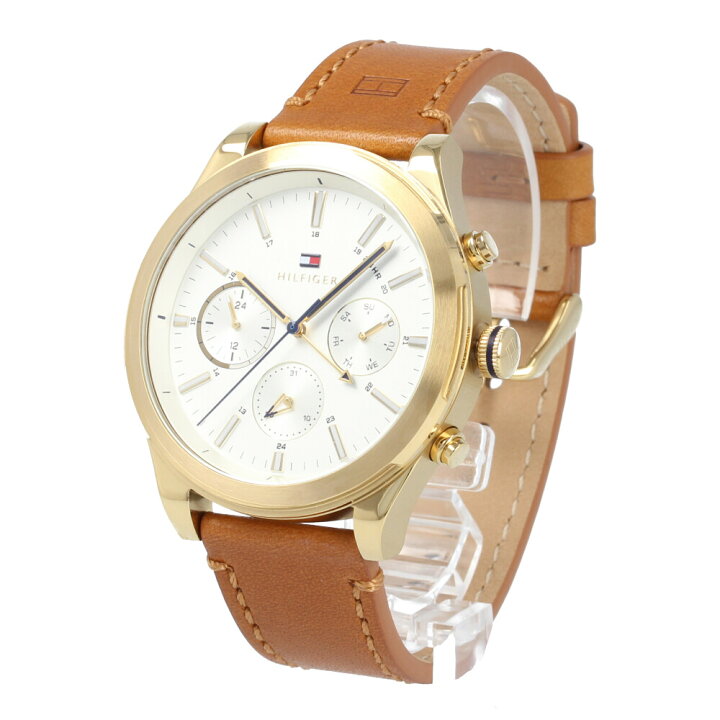 Buy Tommy Hilfiger Mens Quartz Brown Leather Strap Silver Dial 44mm Watch - 1791742 in Pakistan