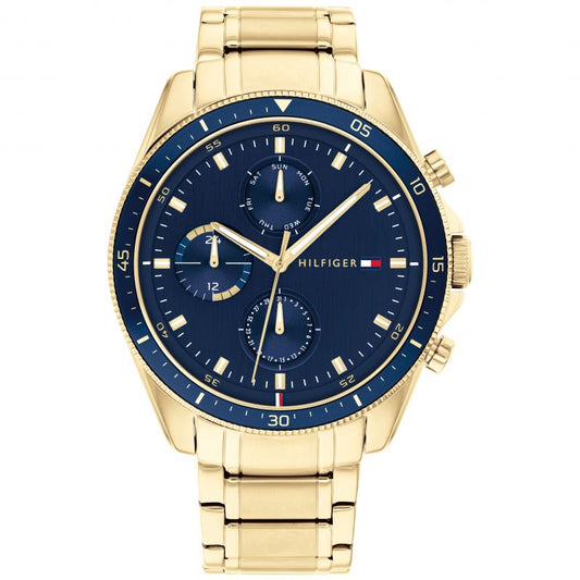 Buy Tommy Hilfiger Mens Quartz Gold Stainless Steel Blue Dial 44mm Watch - 1791834 in Pakistan