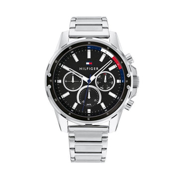 Buy Tommy Hilfiger Mens Quartz Silver Stainless Steel Black Dial 45mm Watch - 1791936 in Pakistan
