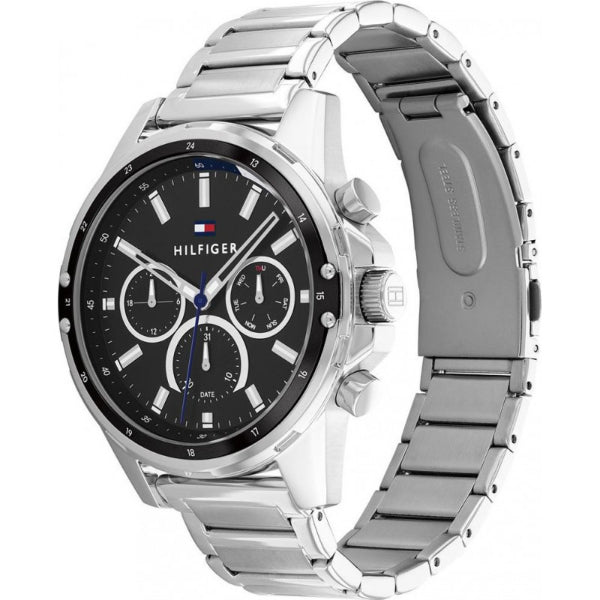 Buy Tommy Hilfiger Mens Quartz Silver Stainless Steel Black Dial 45mm Watch - 1791936 in Pakistan