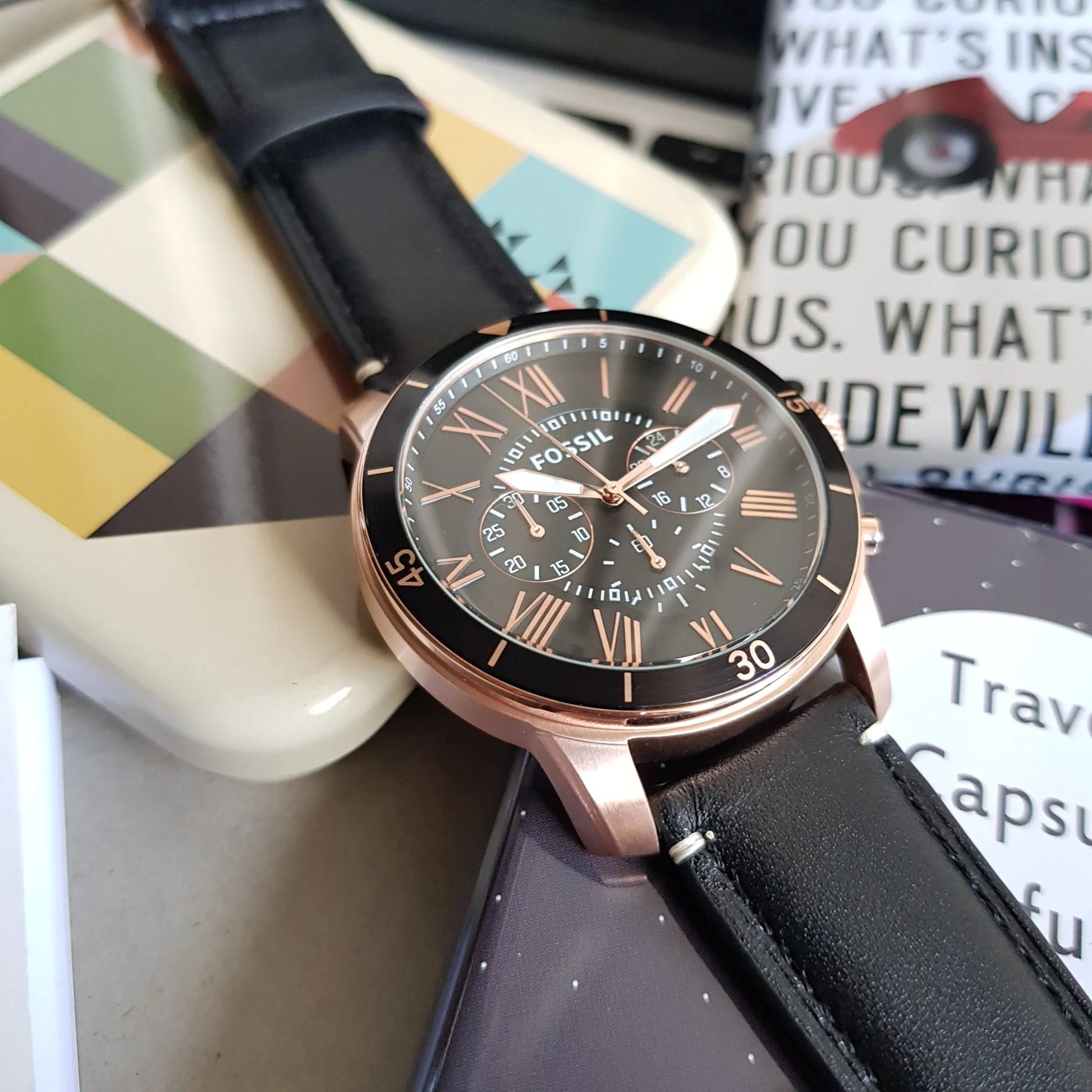 Buy Men's Quartz Analog Grey Dial Black Leather Strap Watch in Pakistan