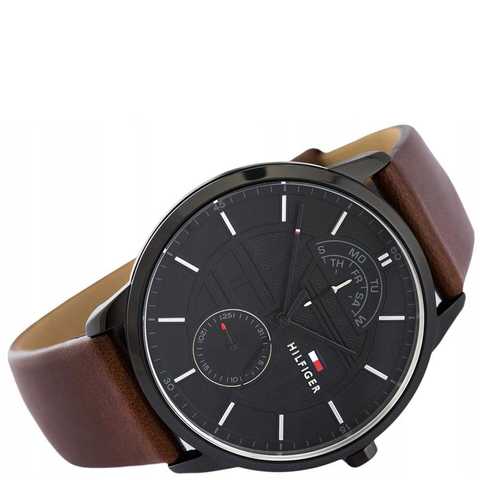 Buy Tommy Hilfiger Mens Quartz Leather Strap Black Dial 44mm Watch - 1791604 in Pakistan