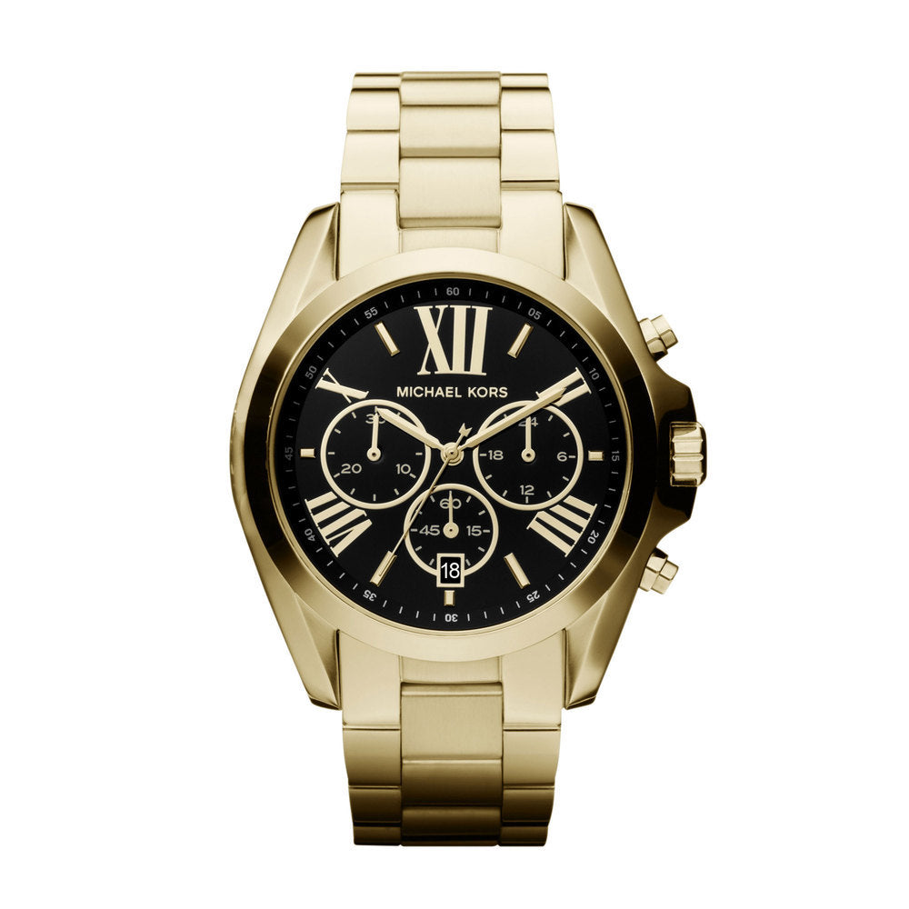 Buy Michael Kors Womens Chronograph Quartz Bradshaw Gold Stainless Steel Black Dial 43mm Watch - Mk5739 in Pakistan