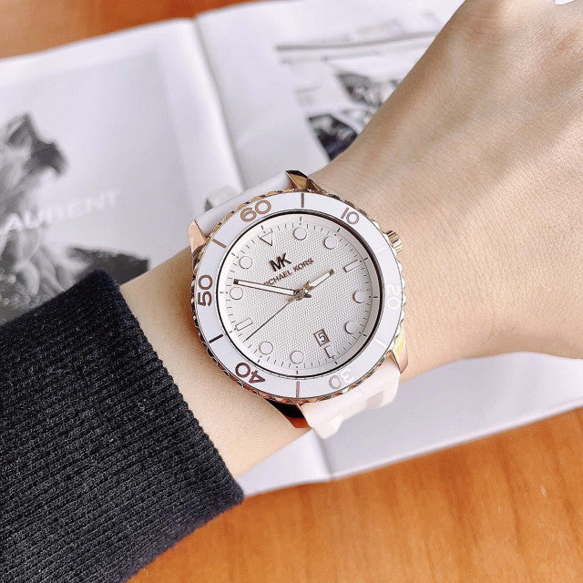 Buy Michael Kors Womens Quartz Runway White Silicone Strap White Dial 40mm Watch - Mk6853 in Pakistan