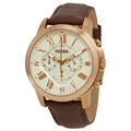 Buy Men's Chronograph Quartz Grant Brown Leather Strap White Dial 44Mm Watch in Pakistan