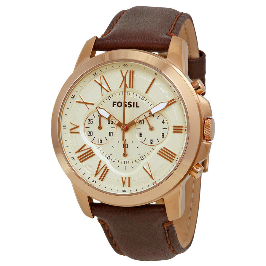 Buy Men's Chronograph Quartz Grant Brown Leather Strap White Dial 44Mm Watch in Pakistan