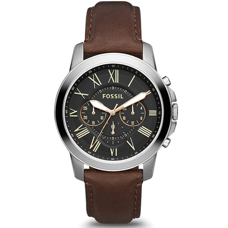 Buy Men's Quartz Chronograph Grant Black Dial Brown Leather Strap Watch in Pakistan