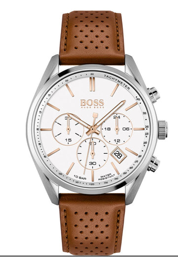Buy Hugo Boss Men’s Quartz Leather Strap White Dial 44mm Watch 1513879 in Pakistan