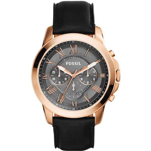 Buy Men's Quartz Analog Grey Dial Black Leather Strap Watch in Pakistan