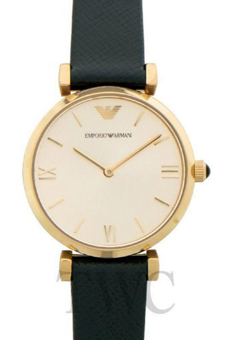 Buy Emporio Armani Retro Green Leather Champagne Dial Quartz Watch For Ladies 1726 in Pakistan