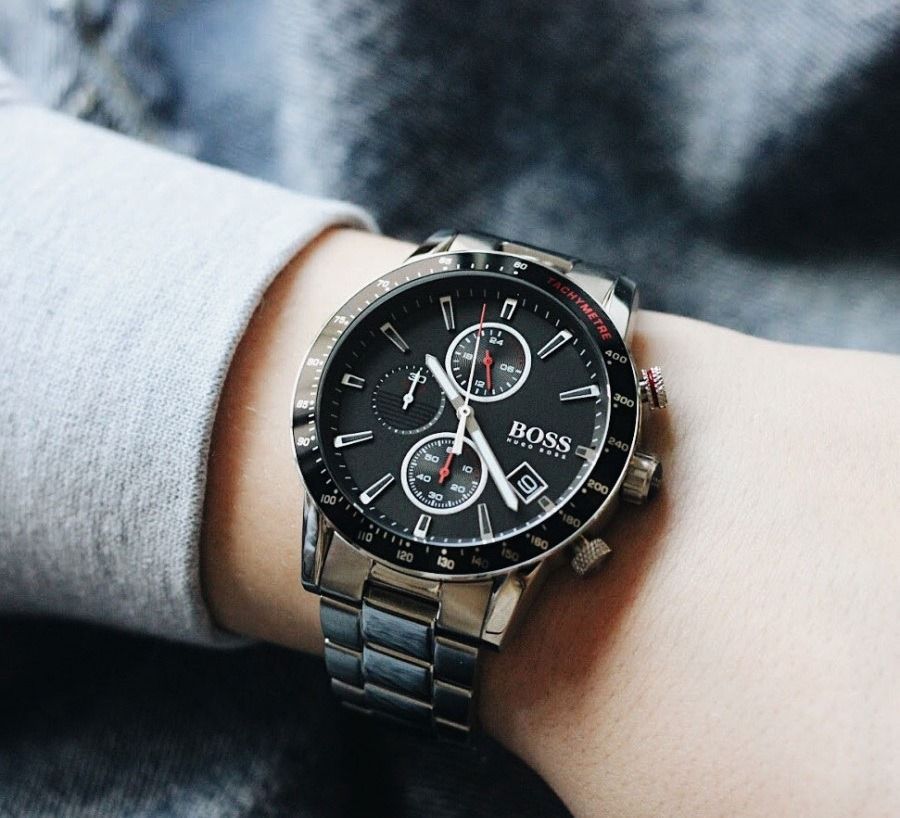 Buy Hugo Boss Mens Chronograph Quartz Rafale Stainless Steel Black Dial 44mm Watch - 1513509 in Pakistan