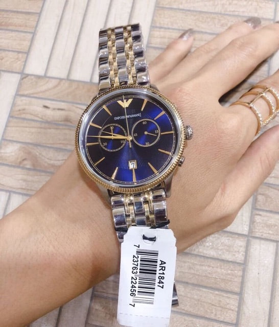 Buy Emporio Armani Men's Chronograph Stainless Steel Blue Dial 43mm Watch AR1847 in Pakistan