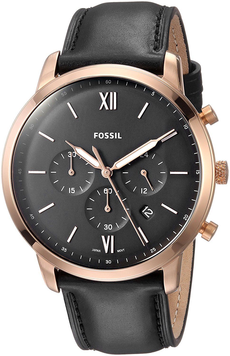 Buy Fossil Men's Chronograph Quartz Black Leather Strap Black Dial 44mm Watch FS5381 in Pakistan