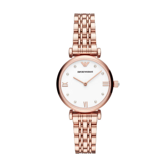Buy Emporio Armani Womens Rose Gold Stainless Steel White Dial 32mm Watch - Ar11267 in Pakistan
