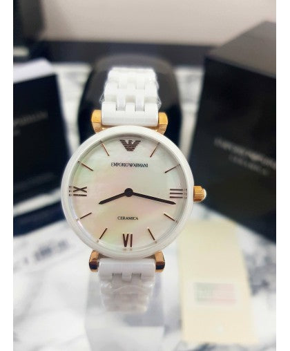 Buy Emporio Armani Womens Quartz Stainless Steel Mother Of Pearl Dial 30mm Watch - Ar1486 in Pakistan