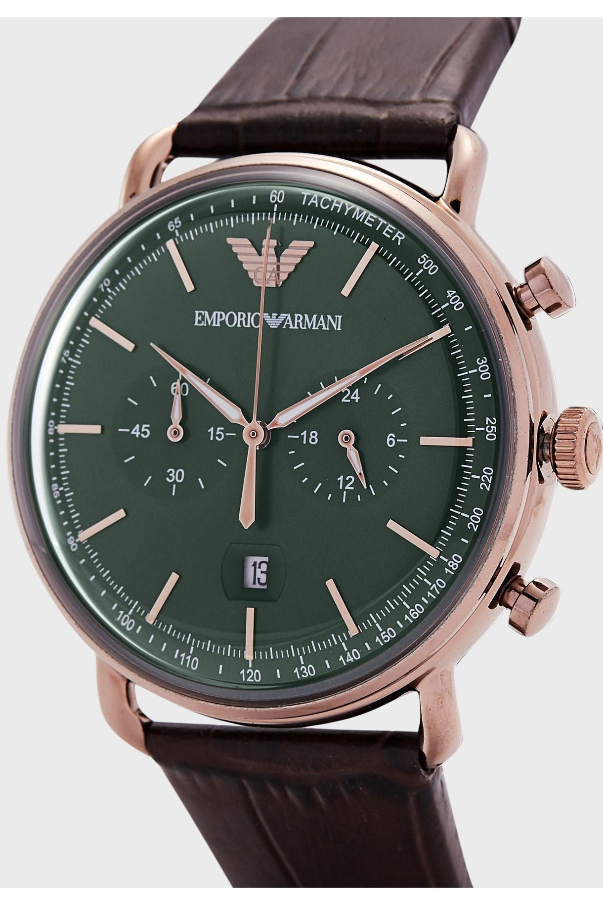 Buy Emporio Armani Men's Quartz Leather Strap Green Dial 43mm Watch AR11334 in Pakistan