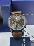 Buy Tommy Hilfiger Mens Quartz Brown Leather Strap Grey Dial 46mm Watch - 1791799 in Pakistan