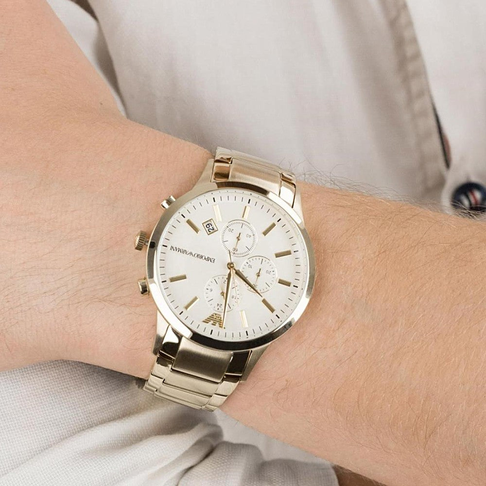 Buy Emporio Armani Mens Chronograph Quartz Stainless Steel Off White Dial 43mm Watch - Ar11332 in Pakistan