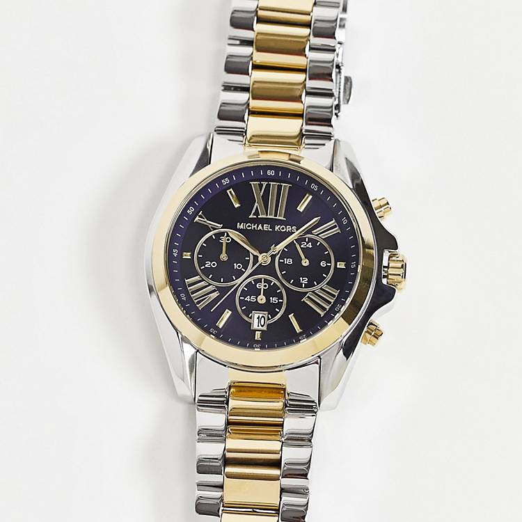 Buy Michael Kors Womens Chronograph Quartz Bradshaw Two Tone Stainless Steel Blue Dial 43mm Watch - Mk5976 in Pakistan