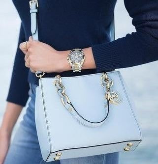 Buy Michael Kors Womens Chronograph Quartz Bradshaw Two Tone Stainless Steel Blue Dial 43mm Watch - Mk5976 in Pakistan