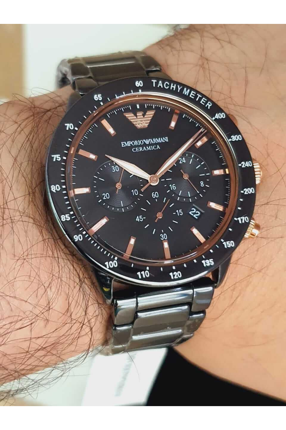 Buy Emporio Armani Men's Quartz Black Ceramic Black Dial 43mm Watch AR70002 in Pakistan