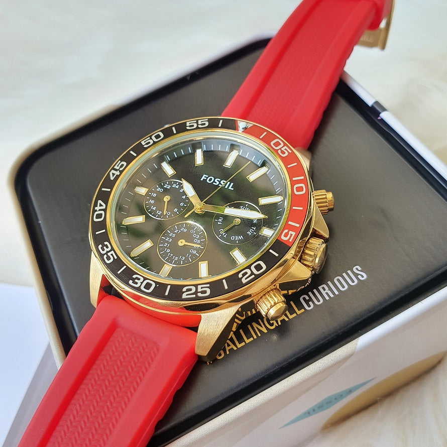 Buy Men's Quartz Bannon Red Silicone Strap Black Dial 45Mm Watch in Pakistan