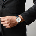 Buy Men's Quartz The Minimalist Blue Leather Strap White Dial 44Mm Watch in Pakistan