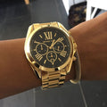 Buy Michael Kors Womens Chronograph Quartz Bradshaw Gold Stainless Steel Black Dial 43mm Watch - Mk5739 in Pakistan