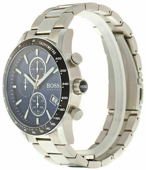 Buy Hugo Boss Mens Chronograph Quartz Rafale Silver Stainless Steel Blue Dial 43mm Watch - 1513510 in Pakistan