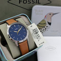 Buy Men's Quartz The Minimalist Brown Leather Strap Blue Dial 44Mm Watch in Pakistan