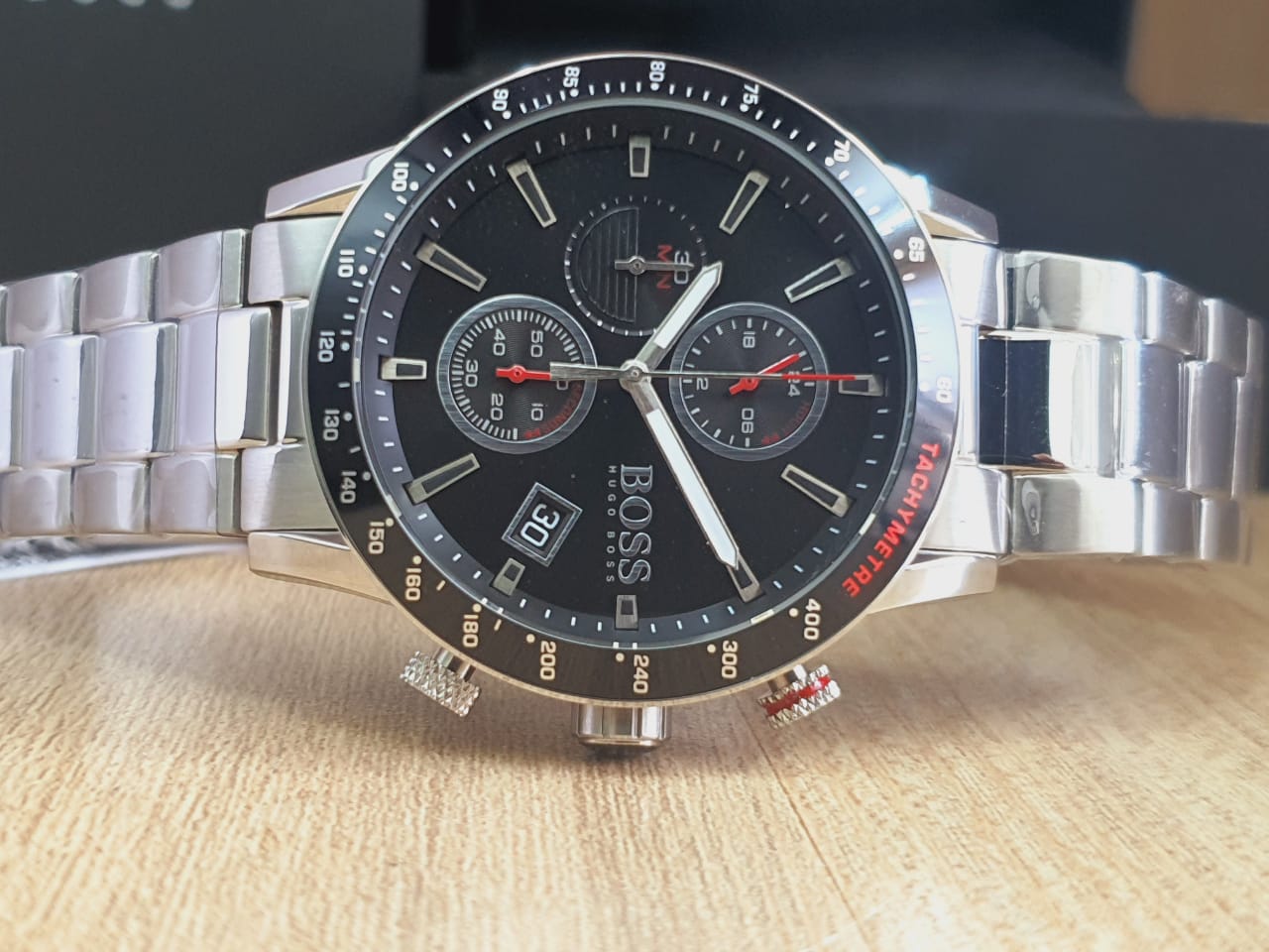 Buy Hugo Boss Mens Chronograph Quartz Rafale Stainless Steel Black Dial 44mm Watch - 1513509 in Pakistan