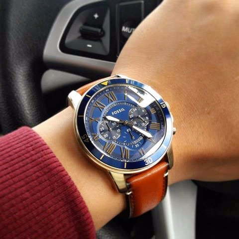 Buy Fossil Men's Quartz Brown Leather Strap Blue Dial 44mm Watch FS5268 in Pakistan