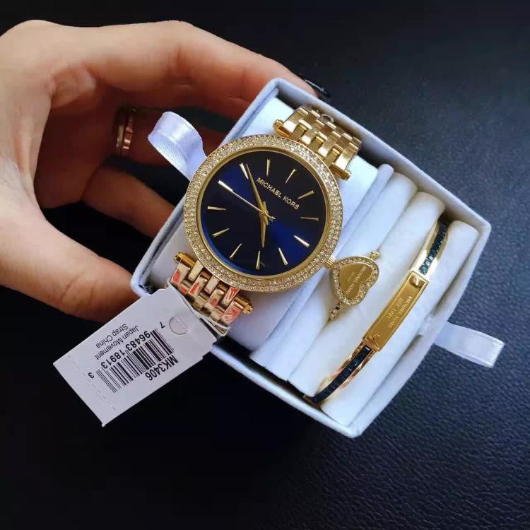 Buy Michael Kors Womens Quartz Darci Gold Stainless Steel Blue Dial 39mm Watch - Mk3406 in Pakistan