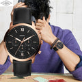 Buy Fossil Men's Chronograph Quartz Black Leather Strap Black Dial 44mm Watch FS5381 in Pakistan