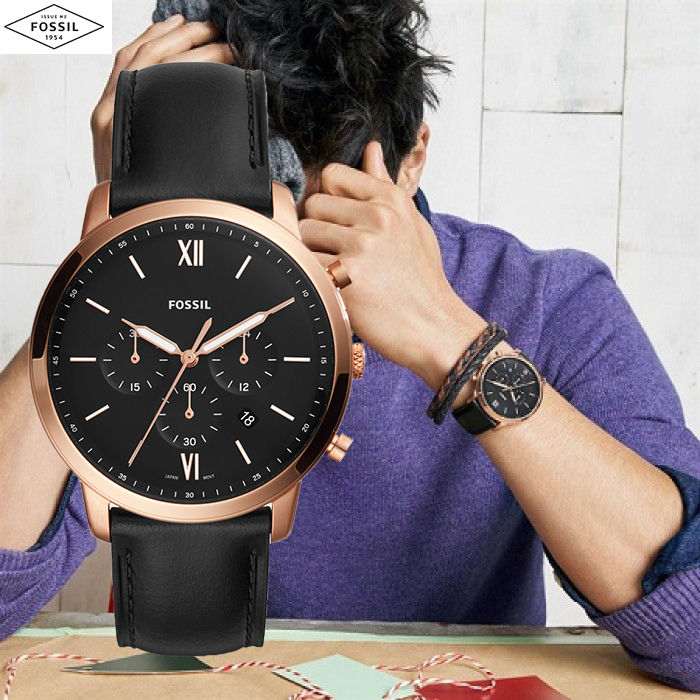 Buy Fossil Men's Chronograph Quartz Black Leather Strap Black Dial 44mm Watch FS5381 in Pakistan