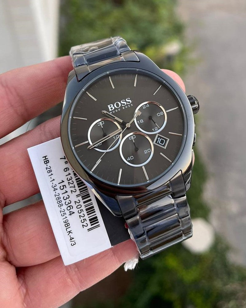 Buy Hugo Boss Mens Chronograph Quartz Onyx Stainless Steel Grey Dial 44mm Watch - 1513364 in Pakistan