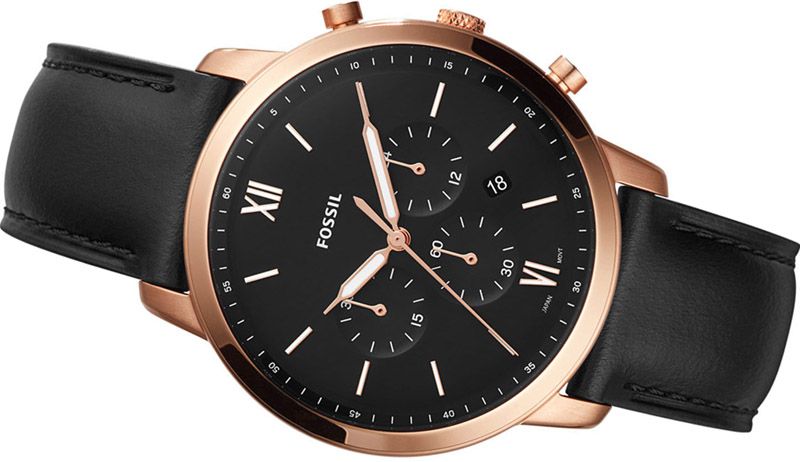 Buy Fossil Men's Chronograph Quartz Black Leather Strap Black Dial 44mm Watch FS5381 in Pakistan