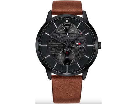 Buy Tommy Hilfiger Mens Quartz Leather Strap Black Dial 44mm Watch - 1791604 in Pakistan