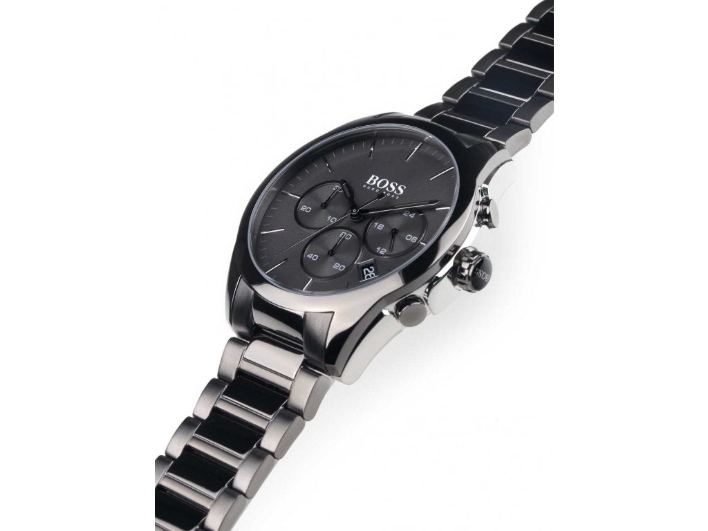 Buy Hugo Boss Mens Chronograph Quartz Onyx Stainless Steel Grey Dial 44mm Watch - 1513364 in Pakistan