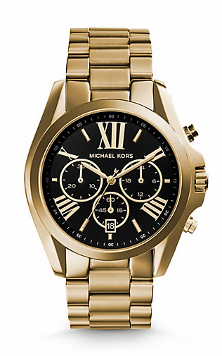 Buy Michael Kors Womens Chronograph Quartz Bradshaw Gold Stainless Steel Black Dial 43mm Watch - Mk5739 in Pakistan