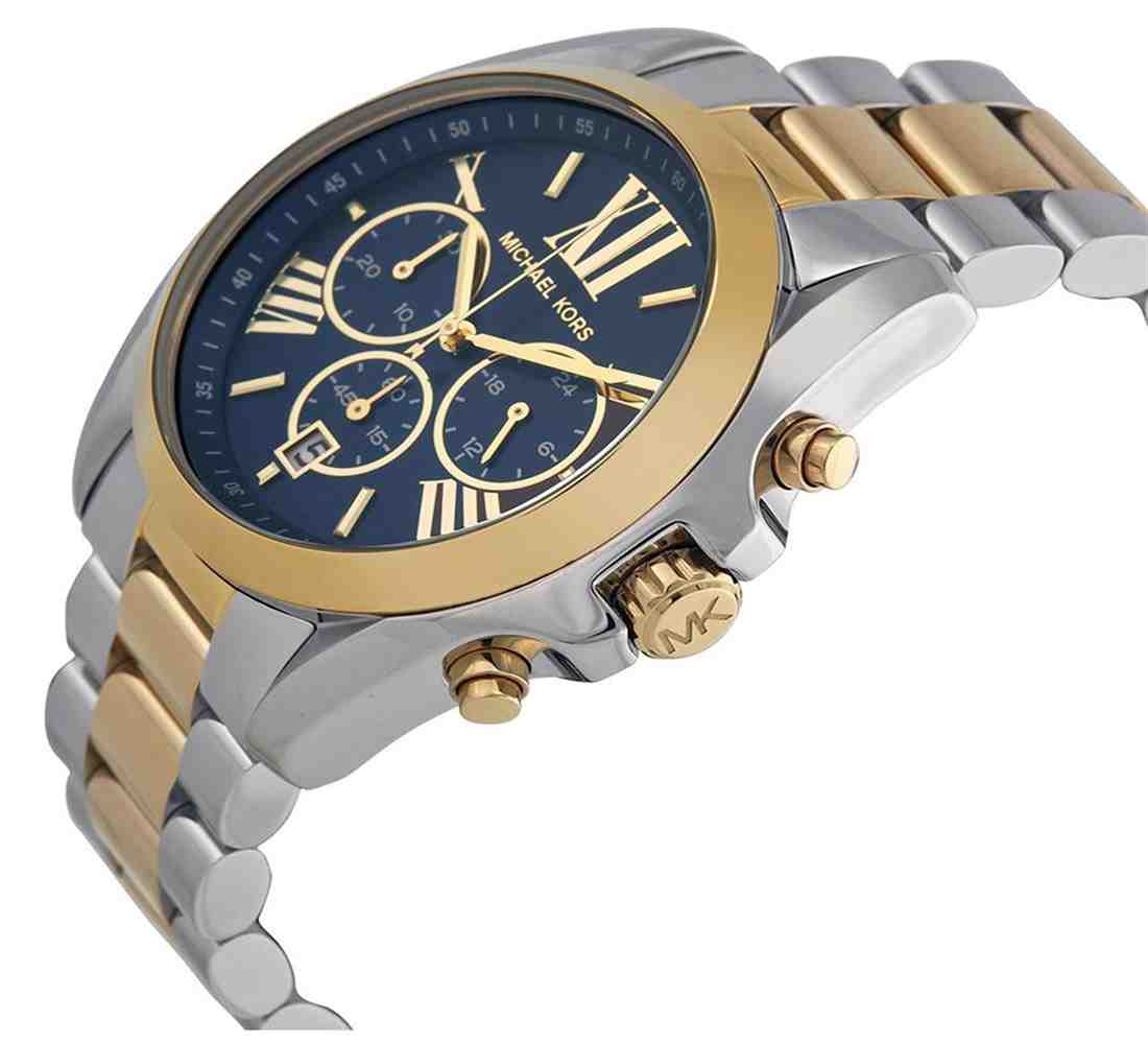 Buy Michael Kors Womens Chronograph Quartz Bradshaw Two Tone Stainless Steel Blue Dial 43mm Watch - Mk5976 in Pakistan