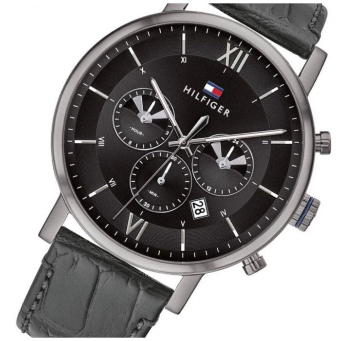 Buy Tommy Hilfiger Mens Quartz Leather Strap Black Dial 44mm Watch - 1710395 in Pakistan